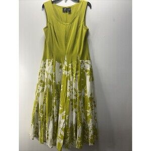 ESY STUDIO EY   Women’s Maxi  Dress Pistacho Creen Sz L Flare Linen Cotton